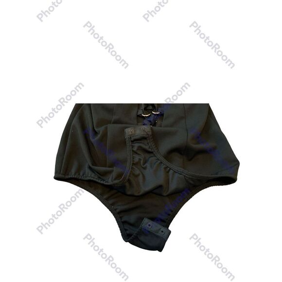 Nude apparel co black tie front bodysuit with zipper back - Picture 4 of 6